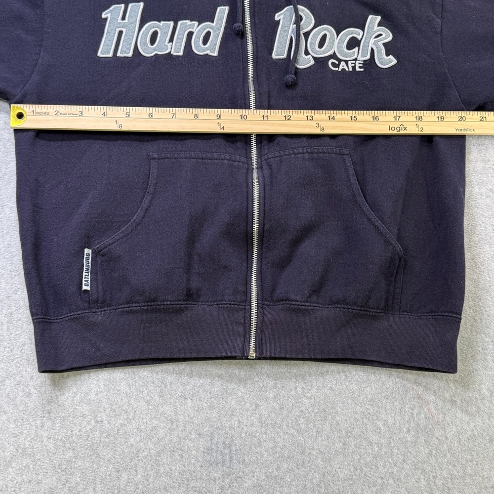 Hard Rock Cafe Gatlinburg Hoodie Zip Sweatshirt Navy Gray Logo XL - Picture 3 of 9